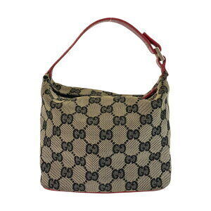 Gucci Beige Tan GG leather red Handbag canvas